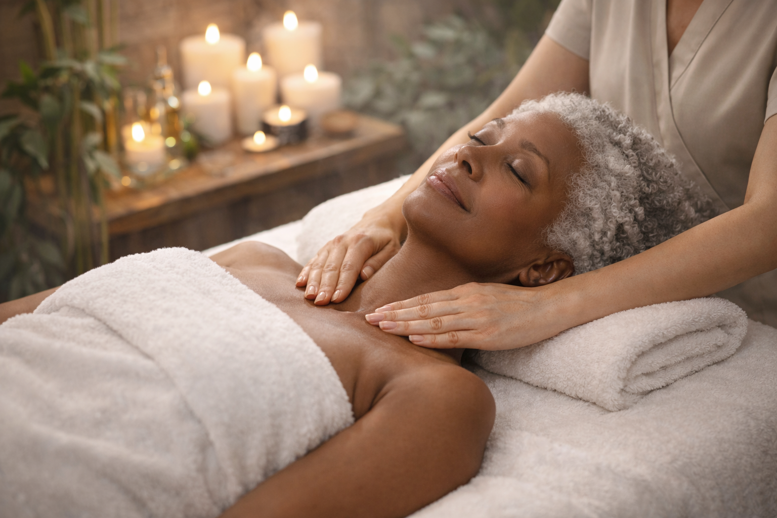 Relaxing Manual Lymph Drainage facial in NYC to reduce post-surgical swelling and promote healing, as recommended by top New York plastic surgeons.