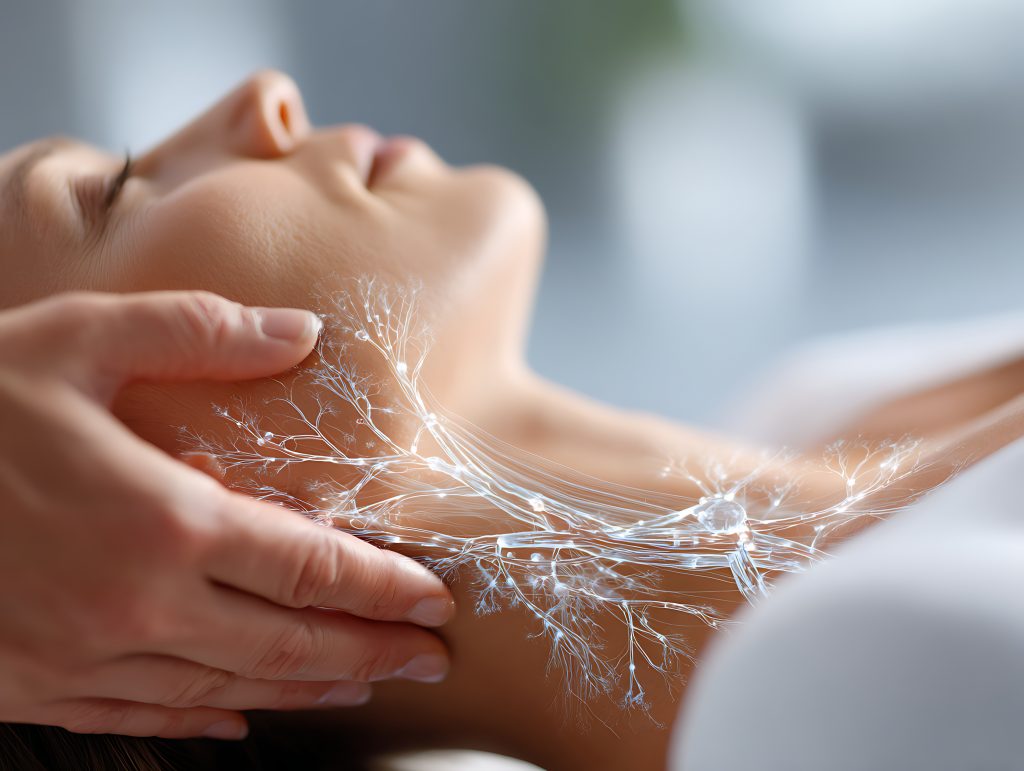 lymphatic drainage massage showing glowing skin